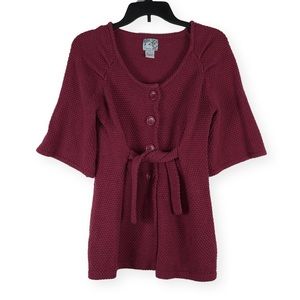 Anthropologie Tabitha Small Maroon Cardigan